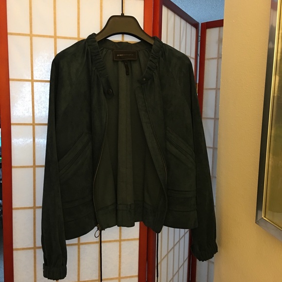 BCBG Beautiful dark blue suede jacket bomber - Picture 3 of 8